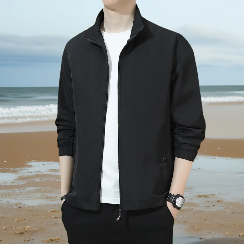 春秋新款中老年男士防风修身立领帅气爸爸装夹克衫男装春秋季新款