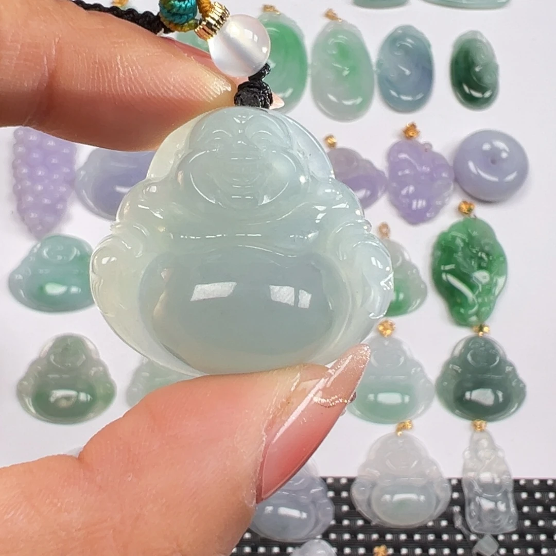 翡翠未镶嵌颈饰天空蓝佛公