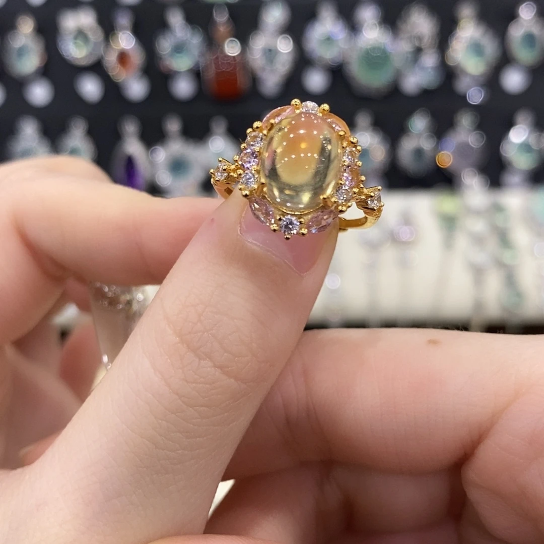 戒指银S925镶嵌黄晶