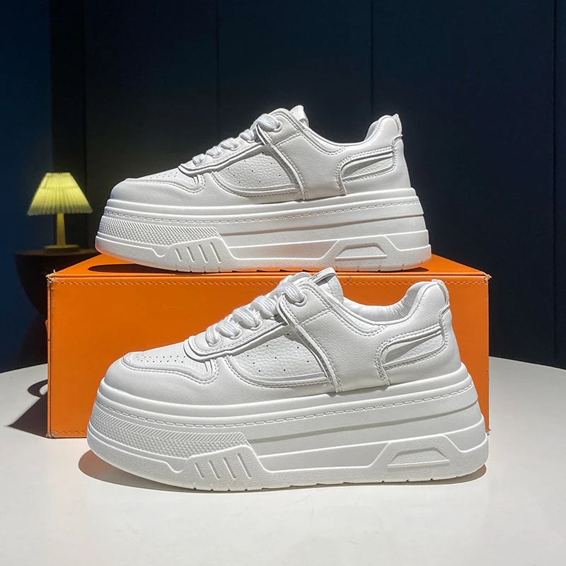 真皮厚底小白鞋女2025春夏新款百搭增高牛皮板鞋透气休闲运动鞋子