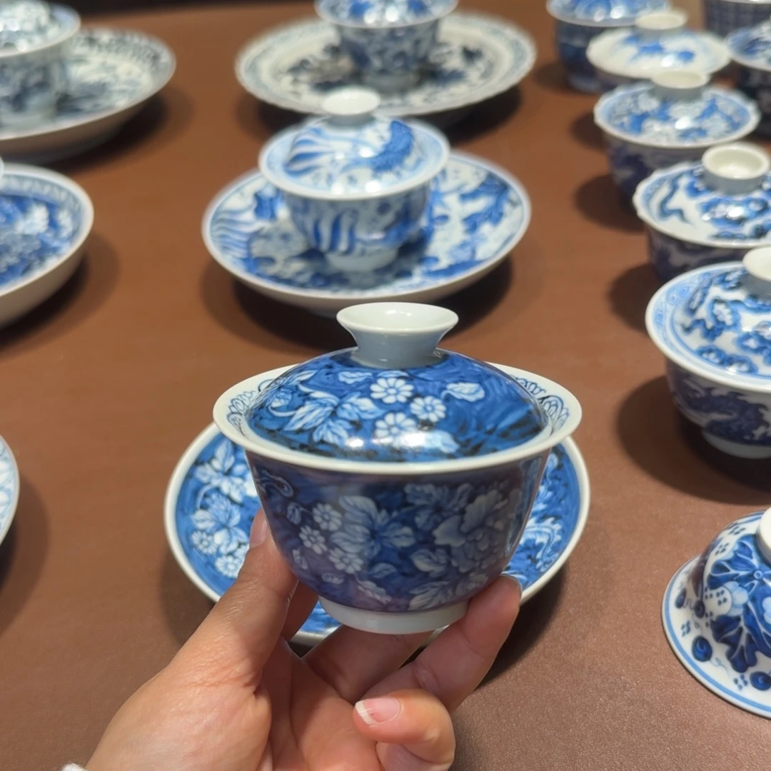 手工手手绘茶具盖碗微瑕