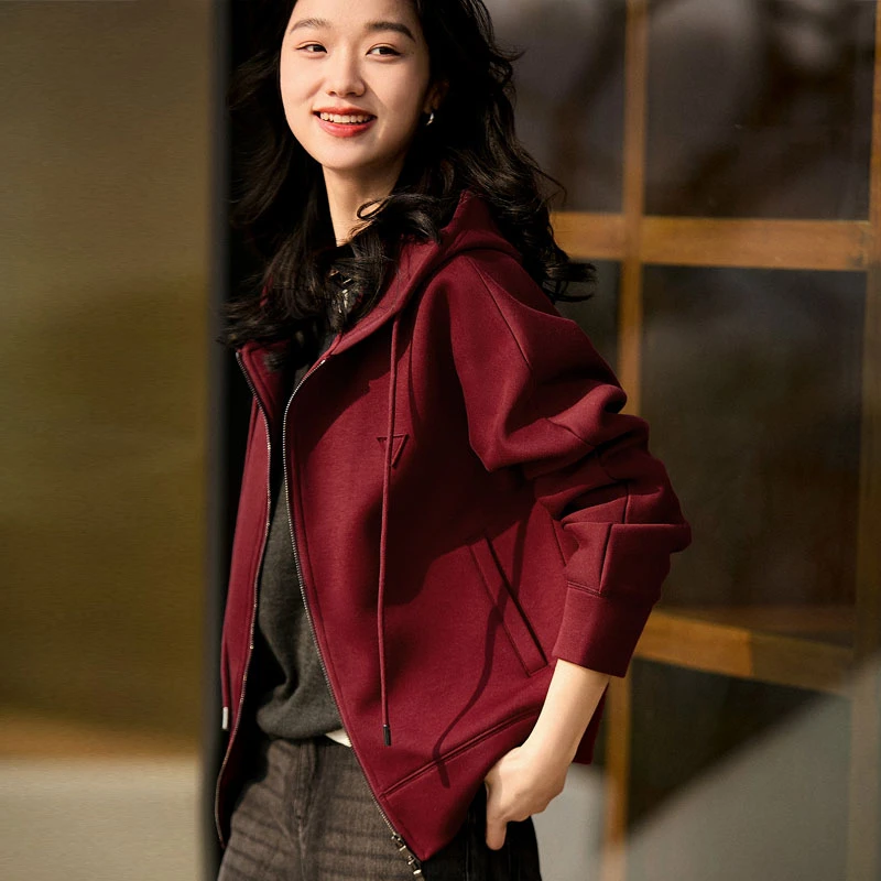 开衫卫衣女2025新款春秋爆款时尚洋气简约短款连帽休闲拉链外套潮