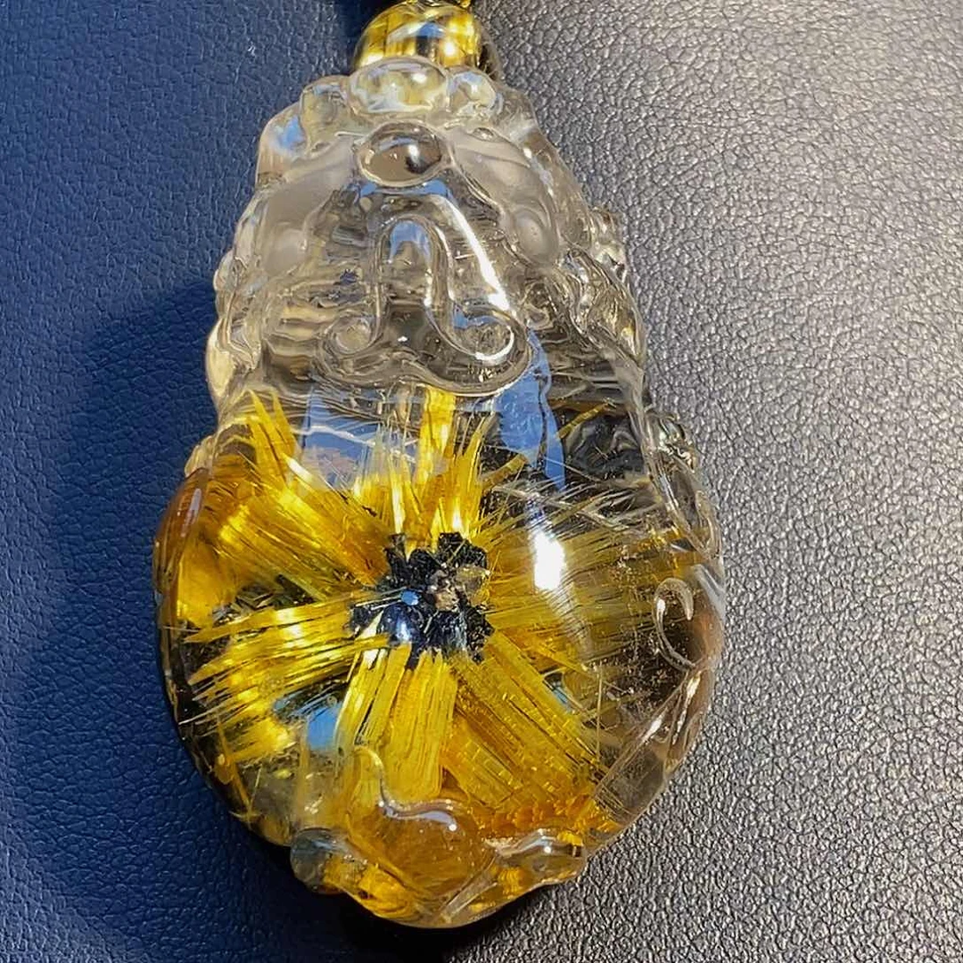 未镶嵌颈饰水晶天然高品钛晶花貔貅吊坠手把件