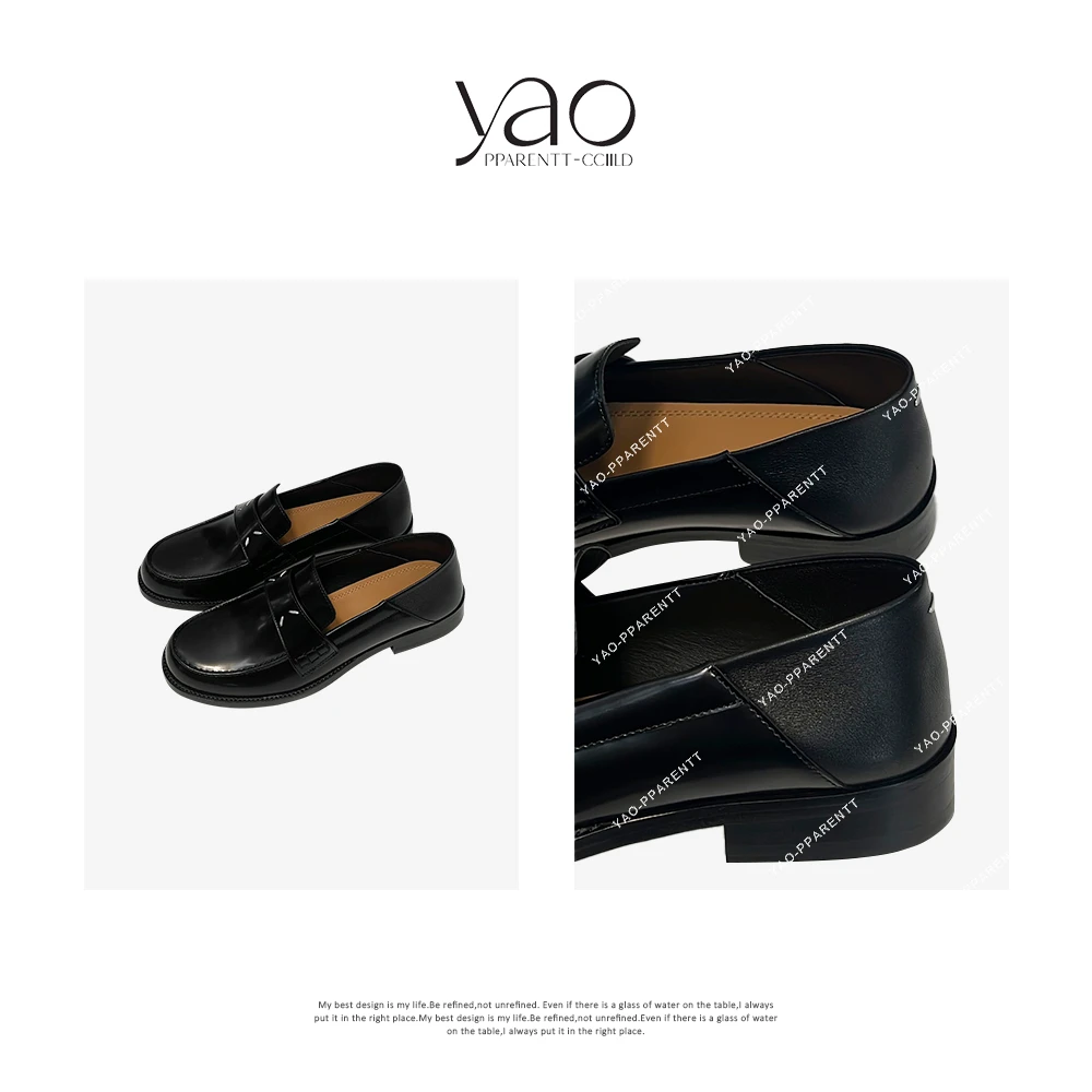 YAO PPARENTT-CCIILD早春全粒面牛皮法式休闲平底单鞋乐福鞋X2502
