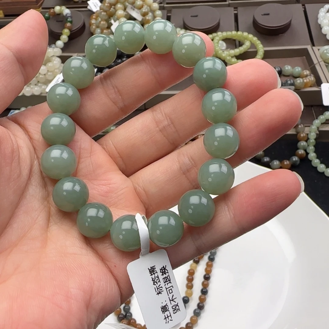 喵***~和田玉未镶嵌手链卡12切莫蓝，44