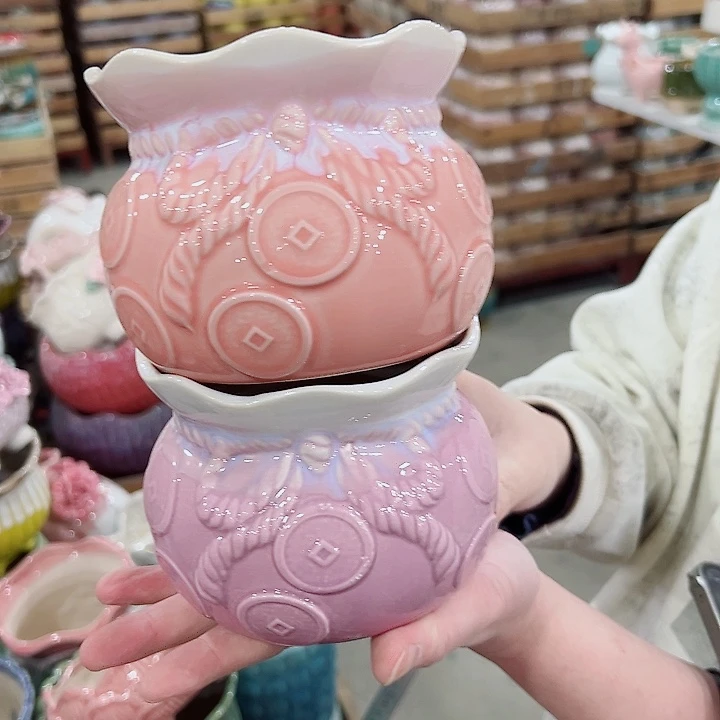 有孔.凑满10元发货多肉陶瓷花盆！