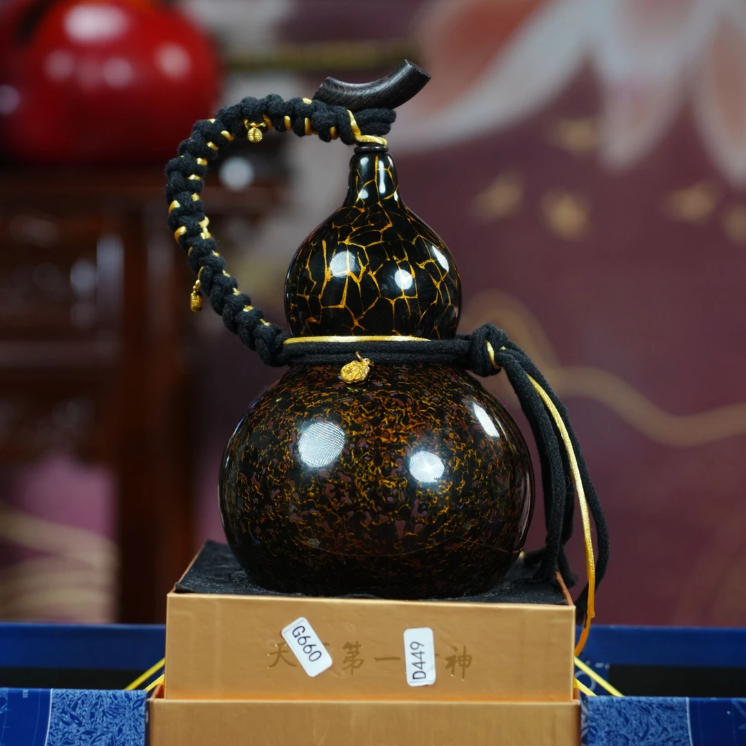 S02神话级犀皮黑冰裂撞色大漆酒葫芦