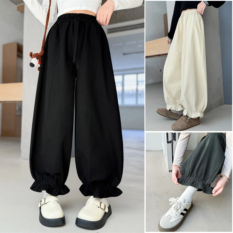 女童裤子春秋款2025新款6-12岁中大儿童网红潮款小女孩休闲灯笼裤