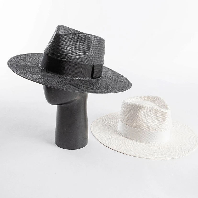 欧美跨境时尚休闲织带手编纸草宽檐爵士帽户外防晒遮阳巴拿马草帽