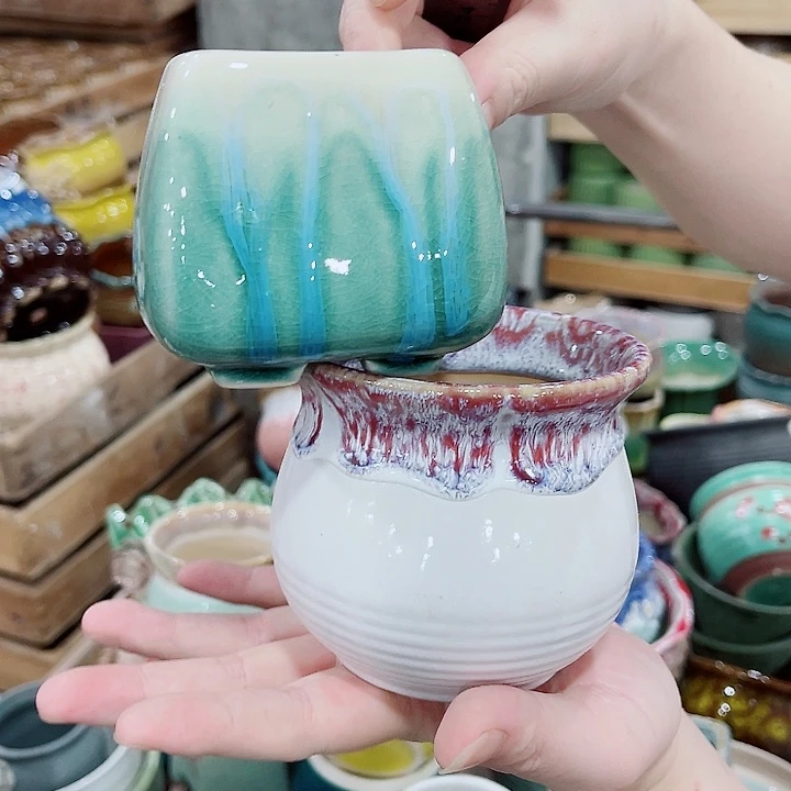 有孔，凑10元包邮陶瓷花盆发货！