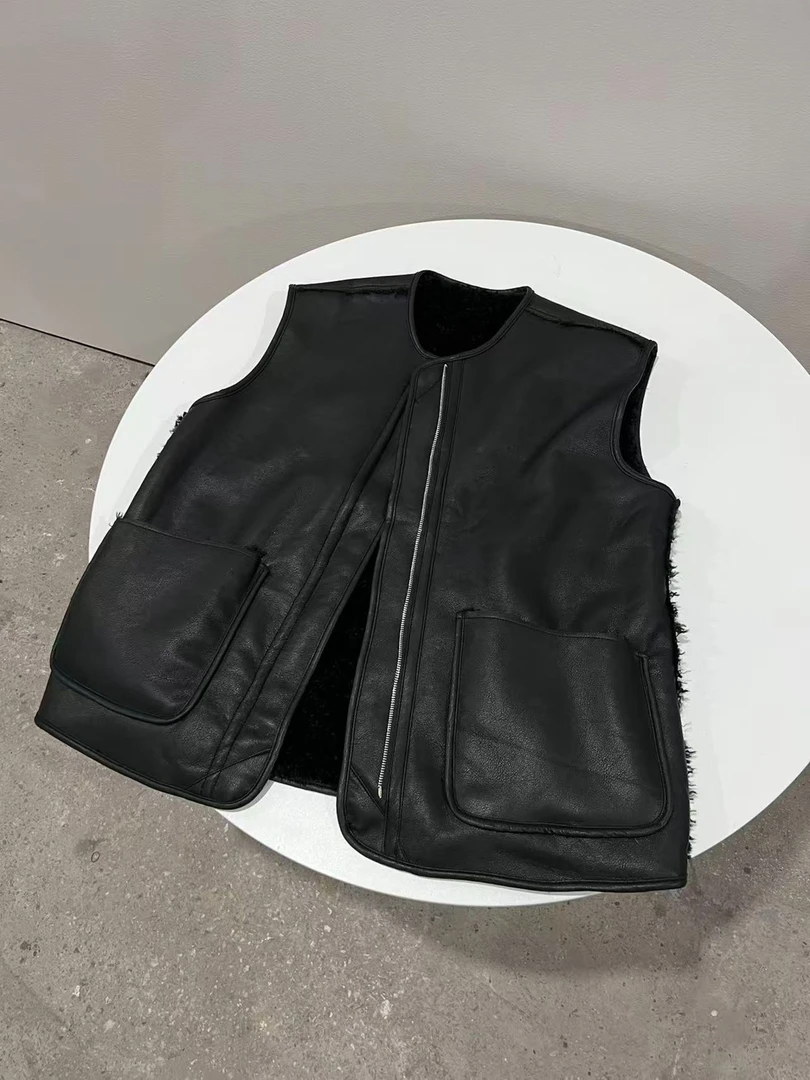 【杨英家】PU毛绒AB两面设计感洋气百搭时髦精穿搭马甲25069