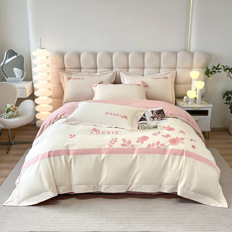 长庚家纺【洛芙琳】轻奢新款高级感刺绣被套高档设计师床品四件套