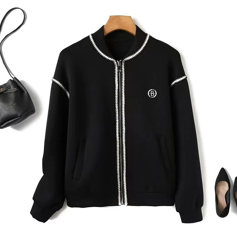 欧货春秋新款减龄外套时尚洋气休闲长袖宽松短款拉链卫衣开衫2546