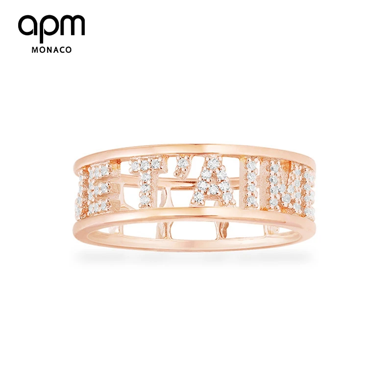 APM Monaco 合金合成锆石戒指 情侣时尚潮流饰品简约设计感指环