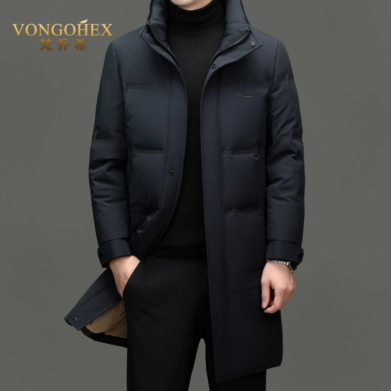 VONGOHEX中长款羽绒服加厚保暖男冬季新款休闲外套可脱卸帽派克服