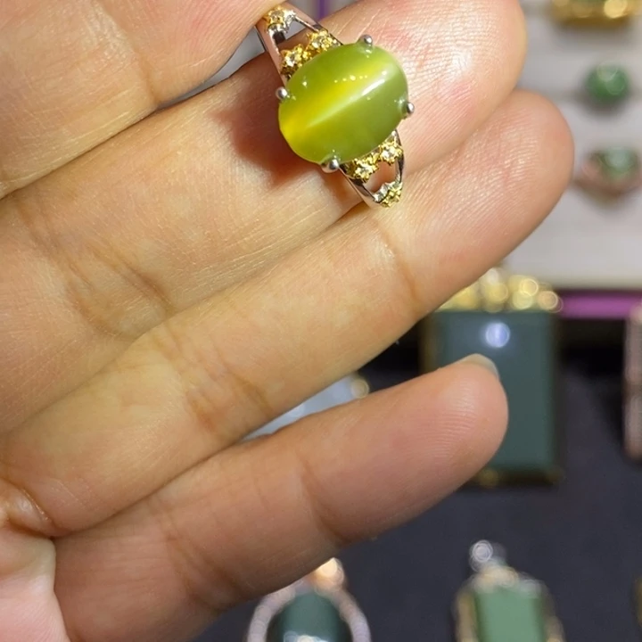 和田玉（碧玉）银S925镶嵌戒指