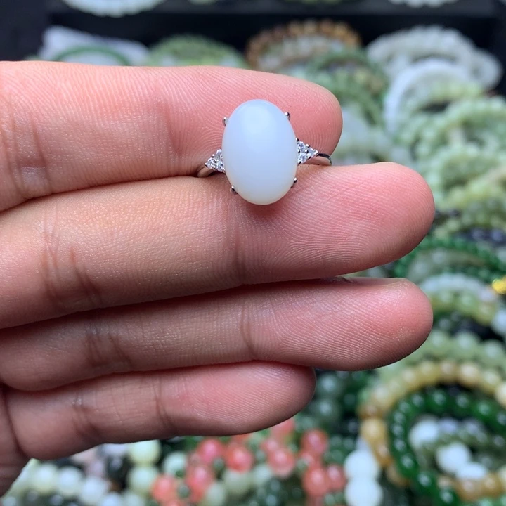 和田玉合金戒指天然和田玉戒指