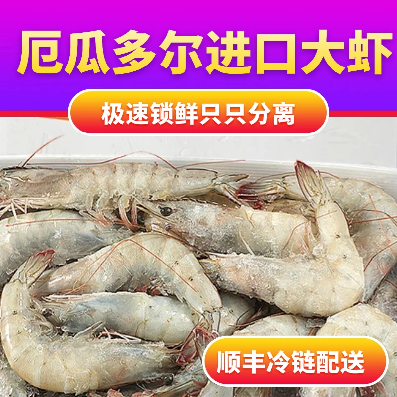 大虾2030鲜活超大海虾冷冻南美白对虾海鲜盐冻虾1.65KG