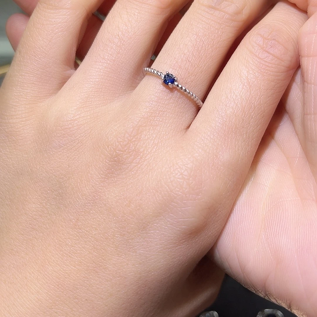 蓝宝石戒指银S925镶嵌