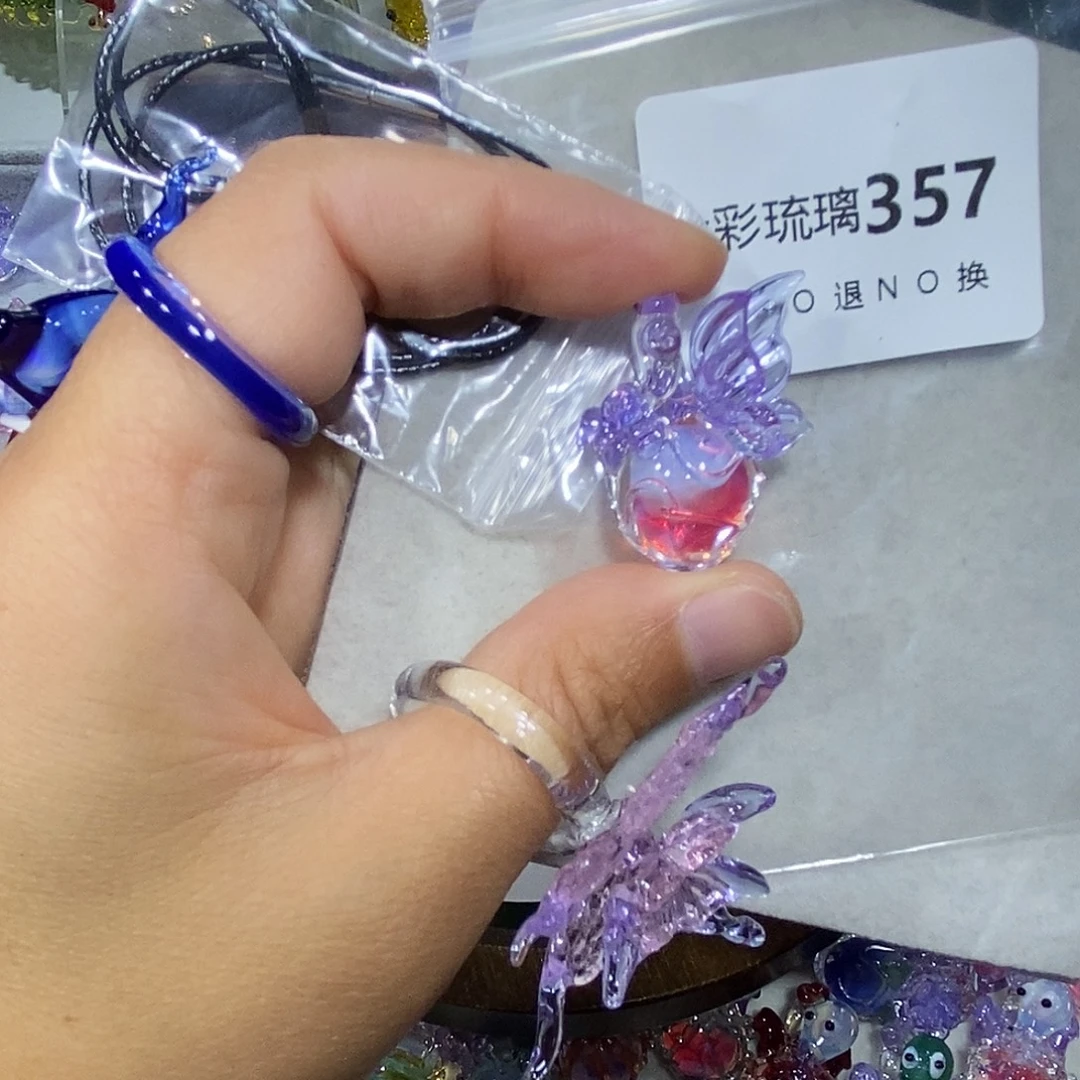 *****颈饰玻璃357蝴蝶心脏带绳