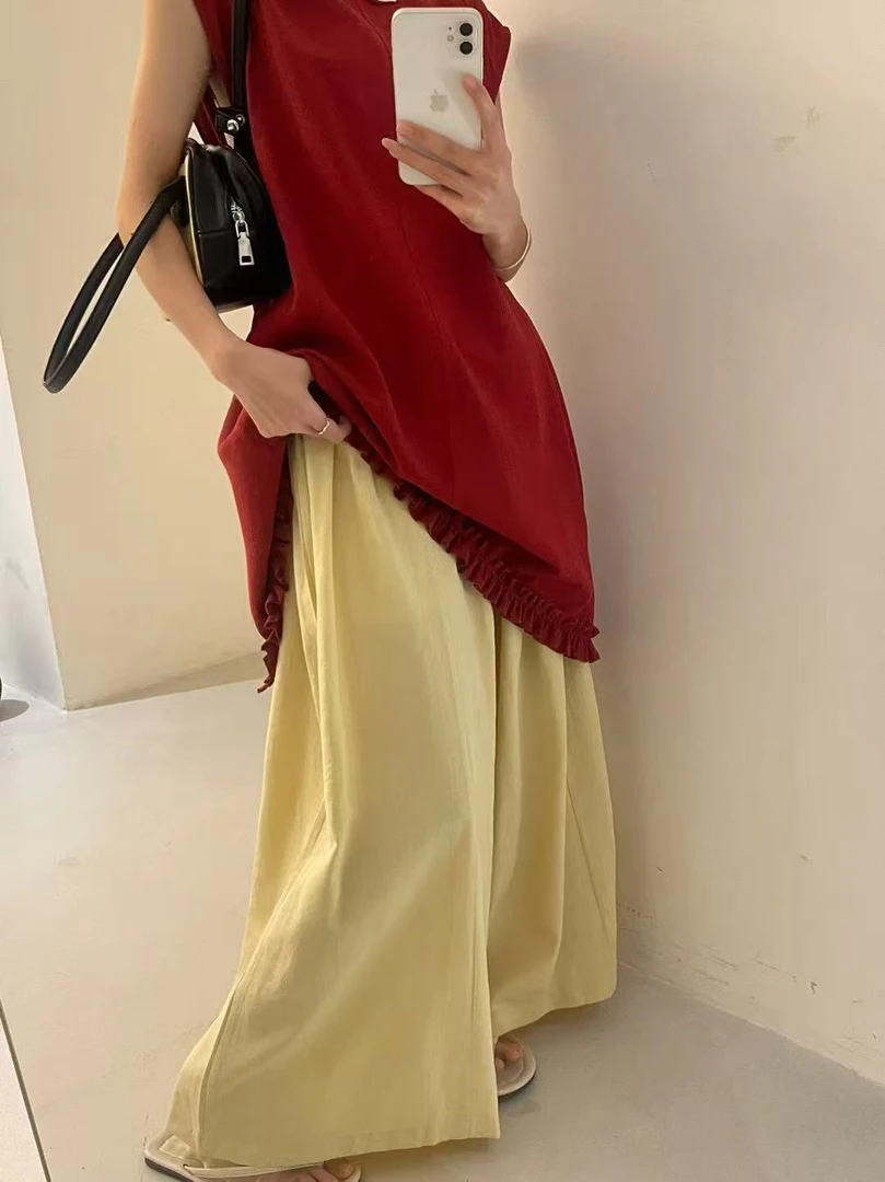 【肉思RS】大7大码女装新款宽松大码胖mm休闲麻料松弛阔腿八分裙裤