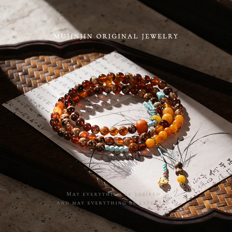 【木槿槿】天然蜜蜡多圈手链女款约5m轻奢时尚饰品串珠手串百搭手饰