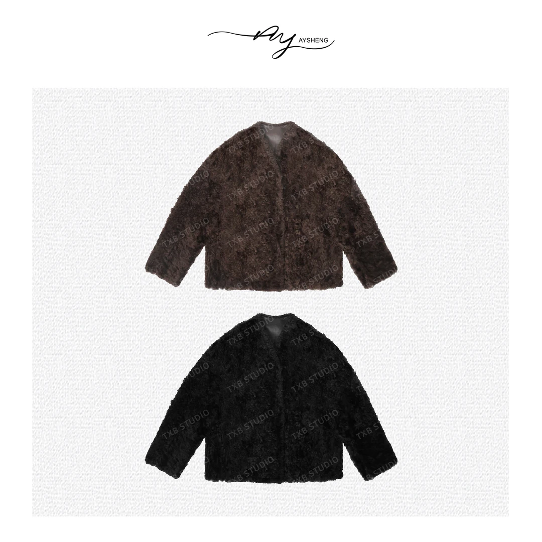 TXB “”拉贡皮毛一体慵懒感毛毛外套XB-6690