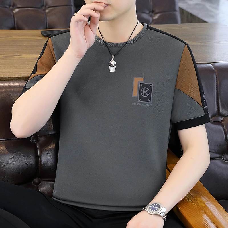 高档轻奢新款2025夏季男士短袖薄款潮流半袖休闲时尚体恤圆领T恤