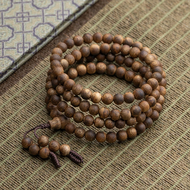 XIANYUAN/仙源莺歌绿奇楠沉香6mm118颗多圈手串弹力绳素串