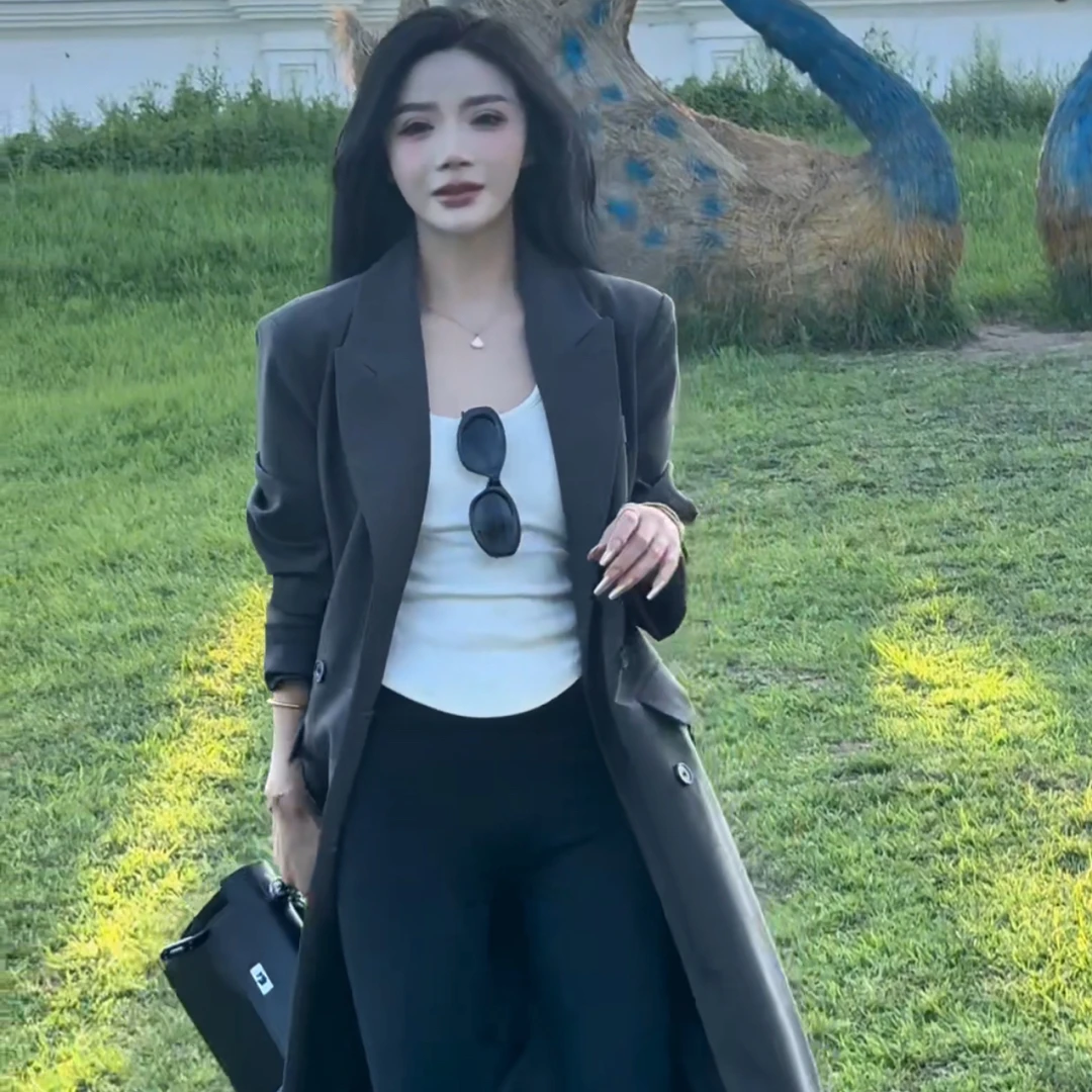 早秋新款风衣宽松长袖简约高级灰调休闲外套显瘦气质百搭黑色韩版