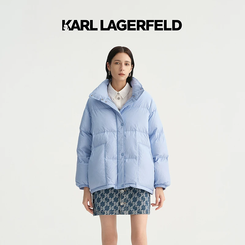 Z001【赵老板专属】KARLLAGERFELD蓝色短款羽绒服E37W1568