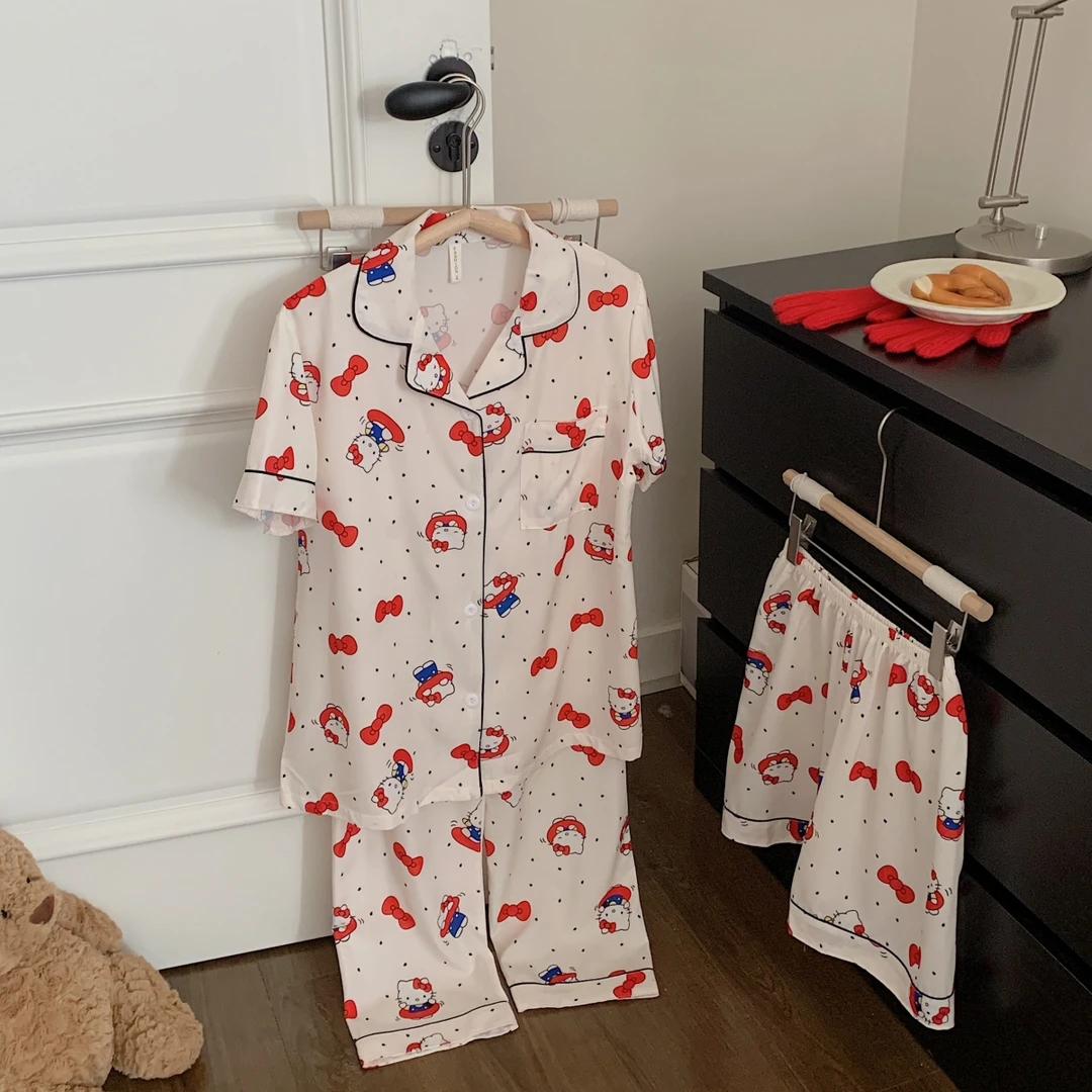 College Chic【利丽鸟】爆款夏季四面弹超柔锻短袖短裤长裤三件套