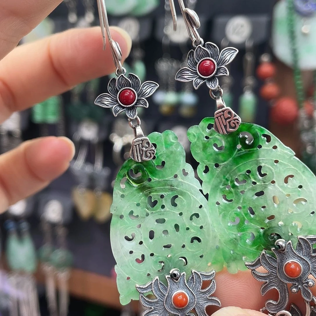 蔷薇辉石银S925镶嵌耳钉盈*789hjnhhn