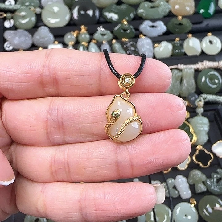 和田玉银S925镶嵌吊坠(不含链)