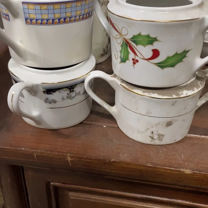 杯紫*瓷片 糖缸4个 瑕疵