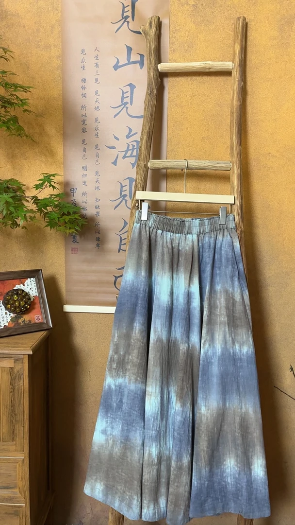 朴时.如故【扎染】夏季棉麻太阳裙