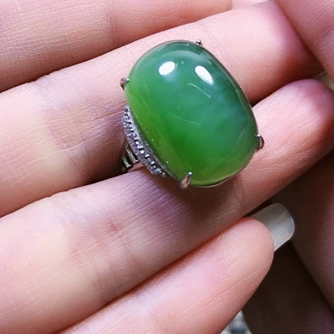 和田玉银S925镶嵌戒指