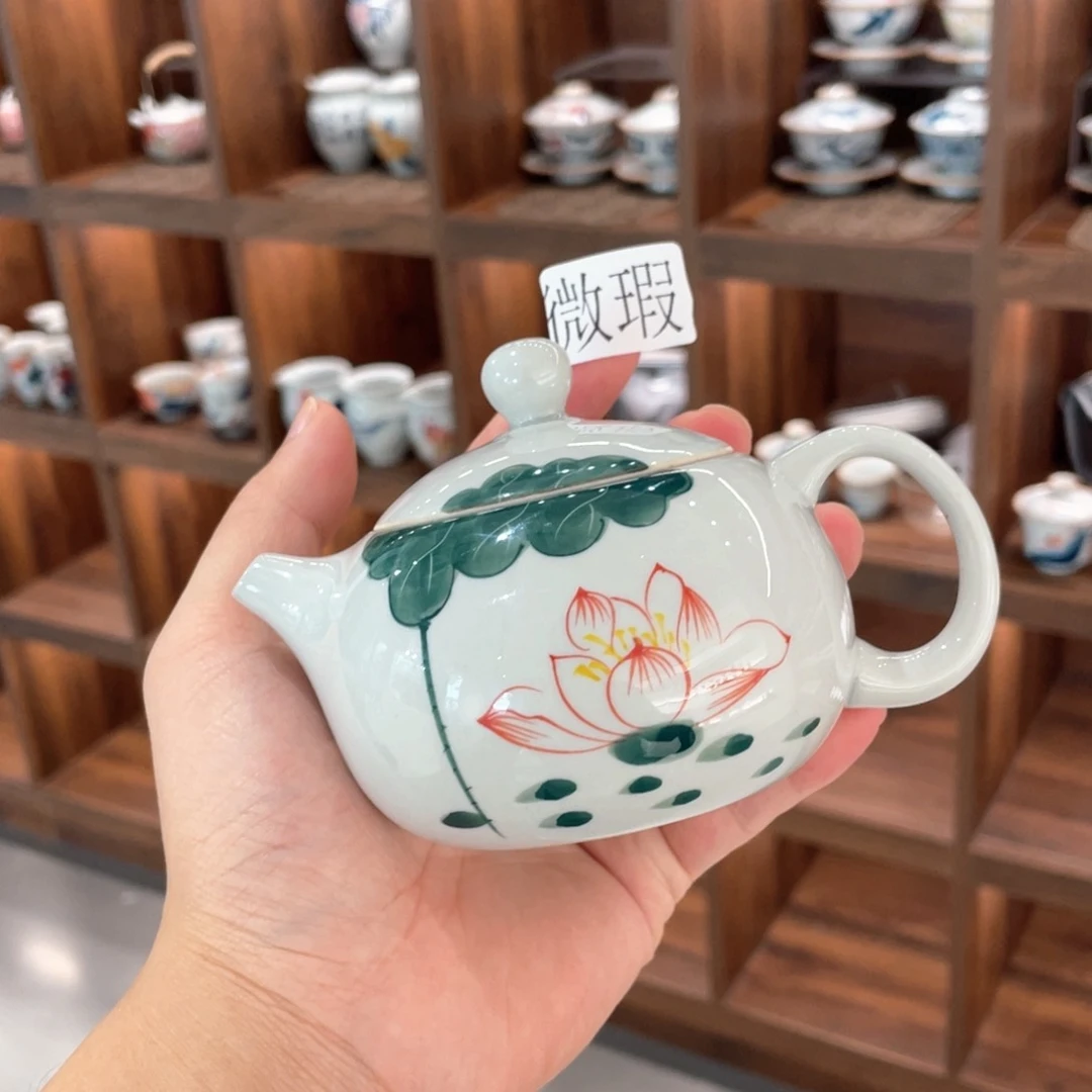 釉下手绘茶具微瑕