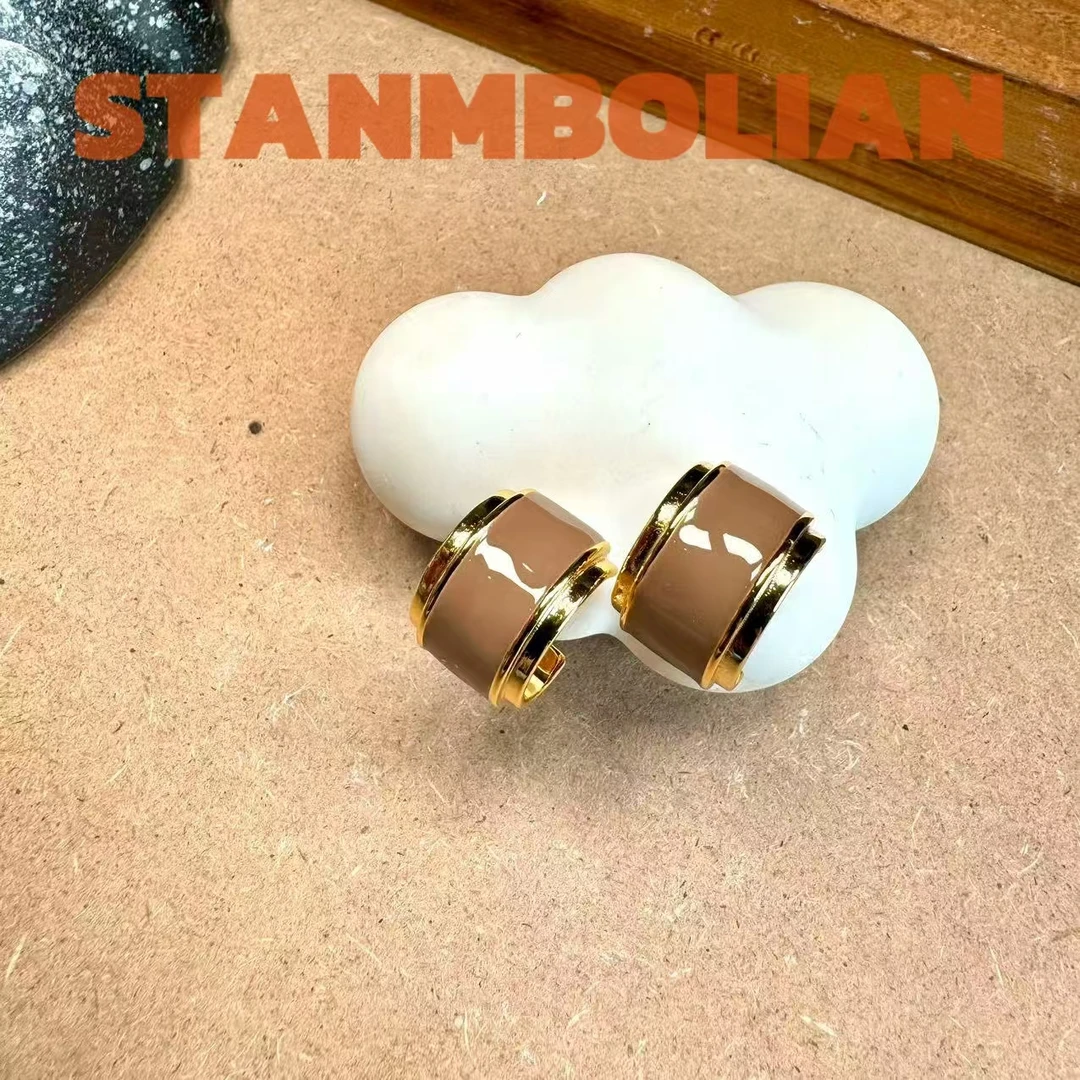 珐琅耳饰 正品STAMBOLIAN 咖啡珐琅大C耳饰AE979