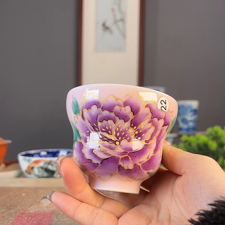 摆件景德镇陶瓷茶杯多人