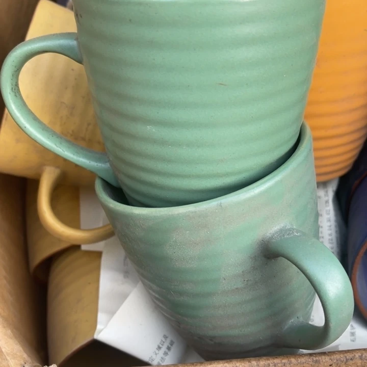 陶库存瓷器三厂绿釉杯子两个