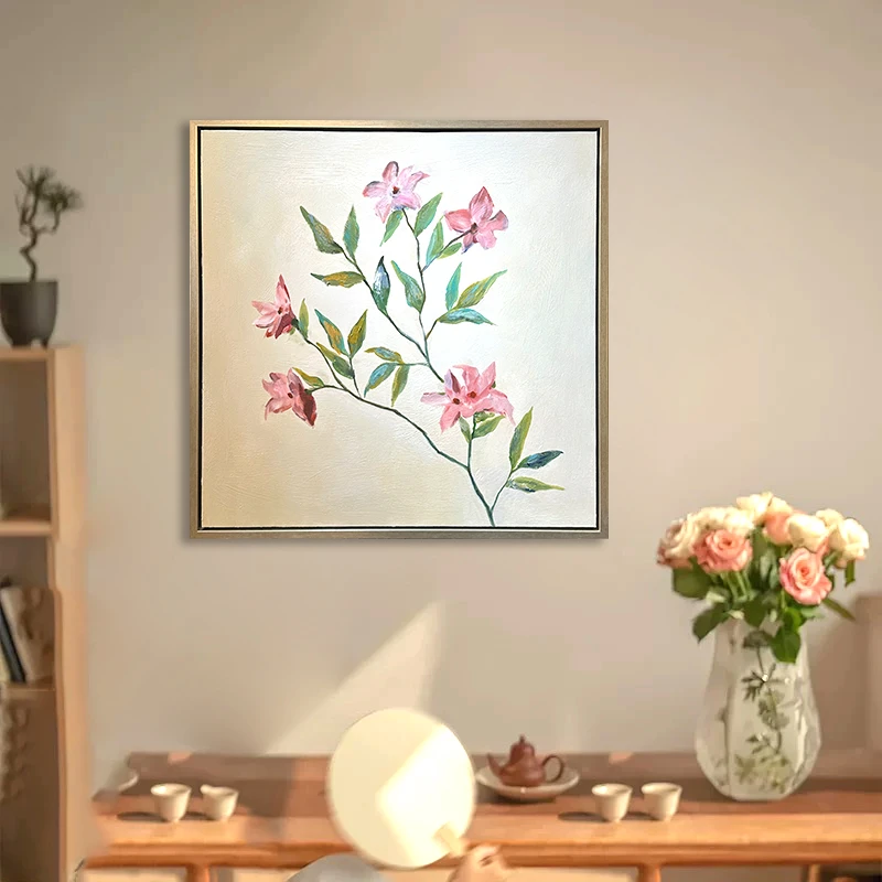 遇听《静婉》原木风格原创纯手绘油画【不包安装】【所有尺寸都属定制】