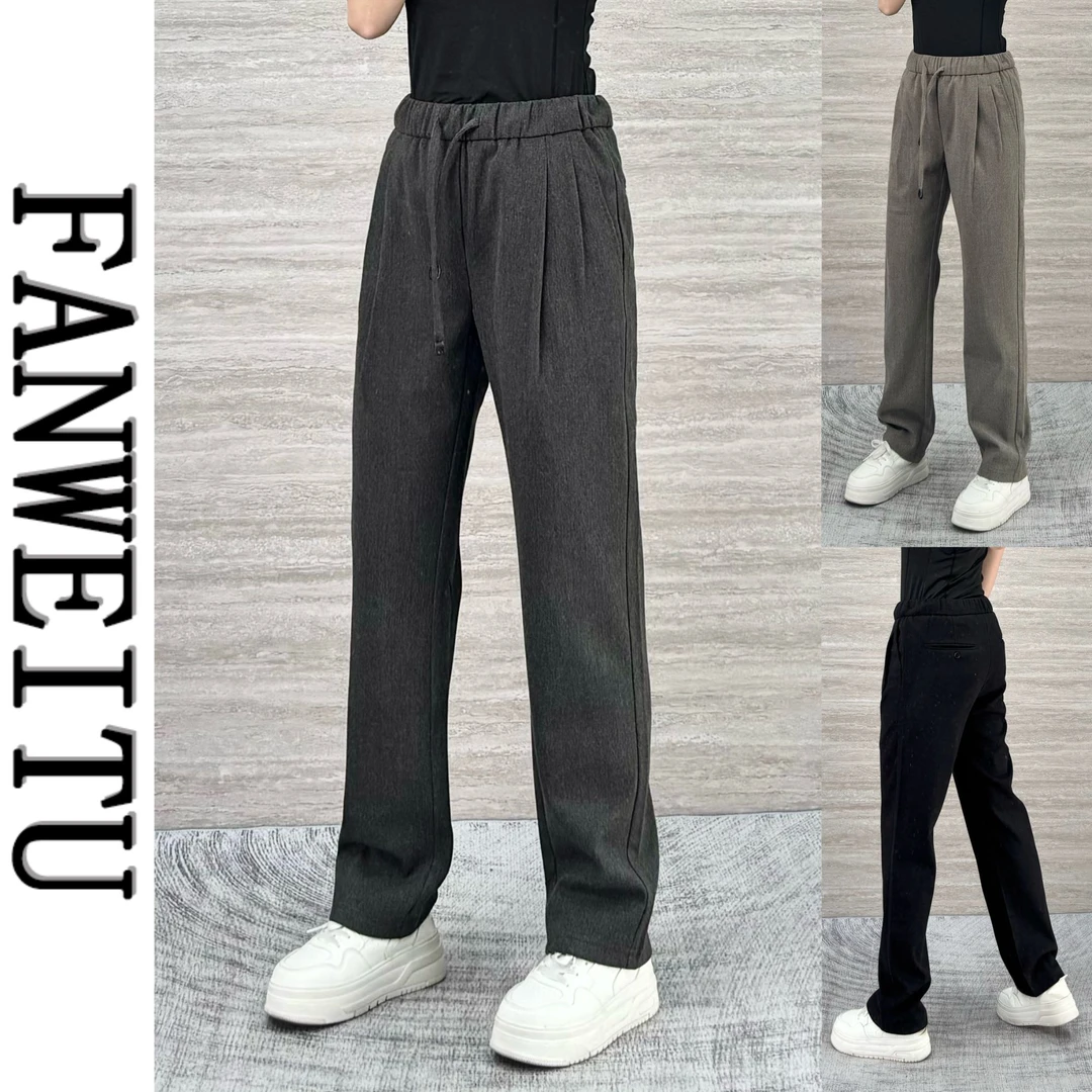 2025秋季新款男士羊毛混纺直筒休闲裤常规款时尚百搭休闲裤6903