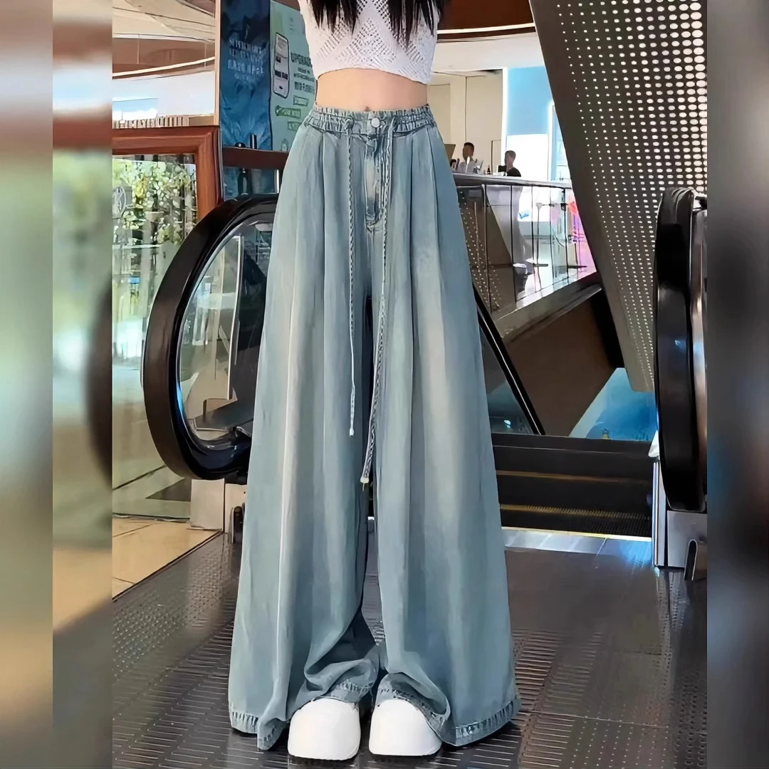 薄款天丝牛仔裤女2025年夏季新款垂感喇叭裤阔腿宽松百搭休闲裤女