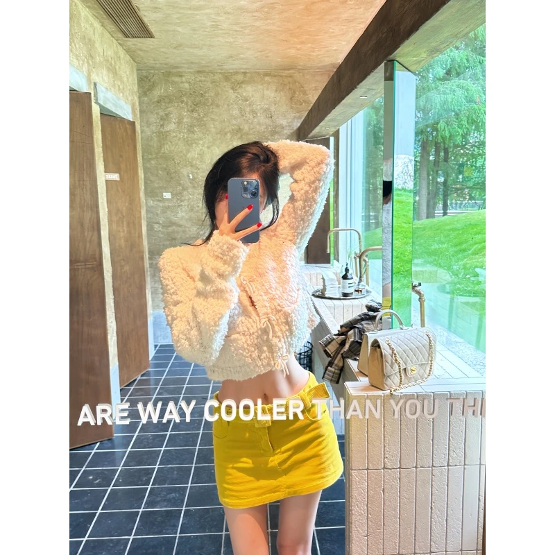 高级感小香风时尚软糯短款毛衣2025秋季新款纯色百搭休闲短裙套装