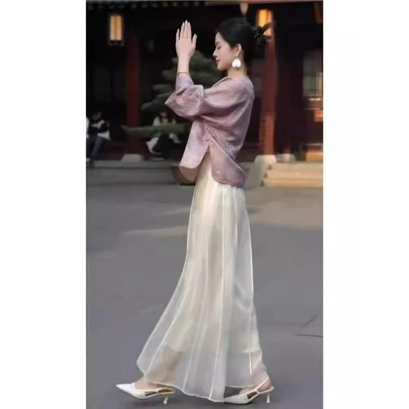 新中式国风紫色衬衫2025新款高级感超好看女装唐装气质盘扣上衣女