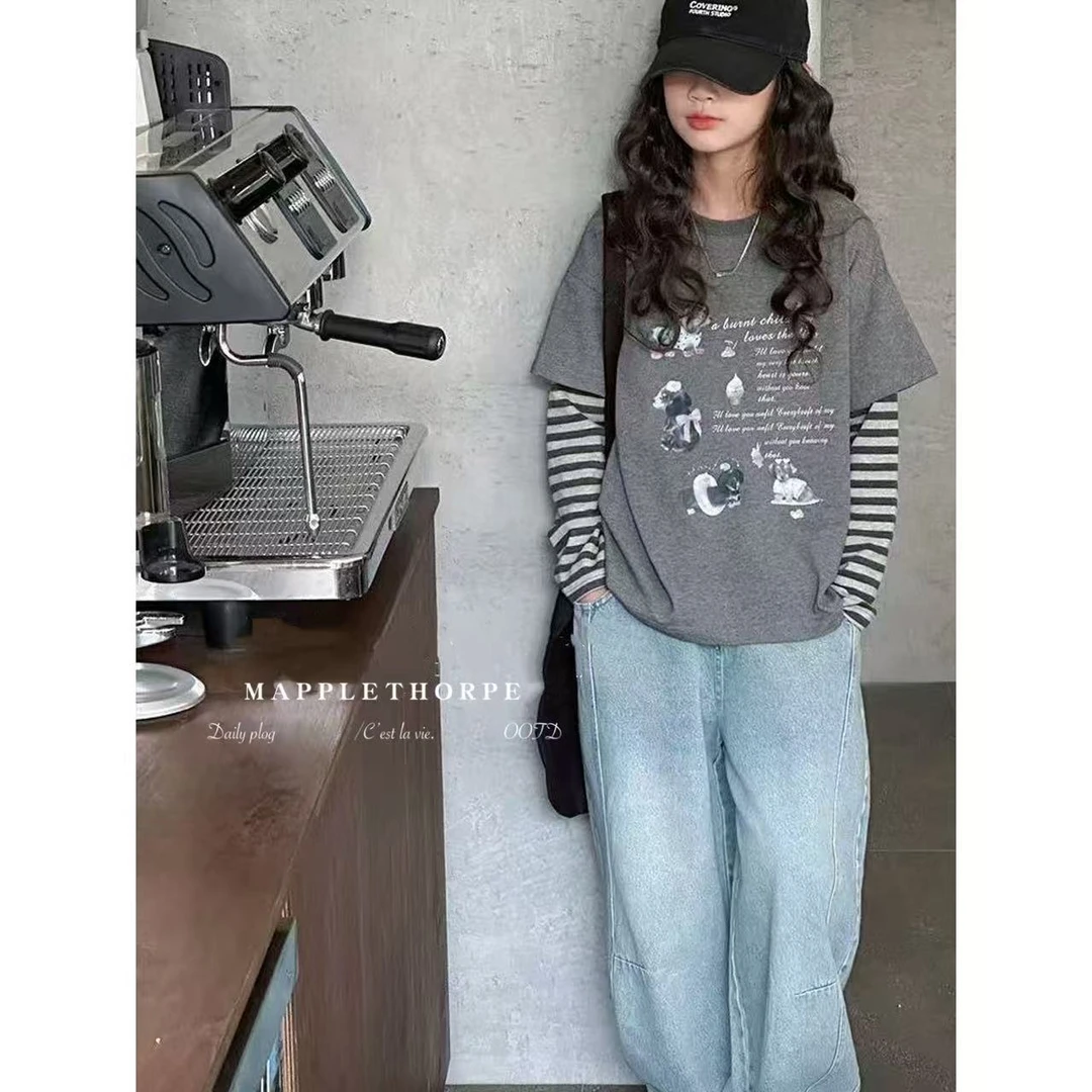 P0559可爱狗狗圆领百搭长袖打底上衣