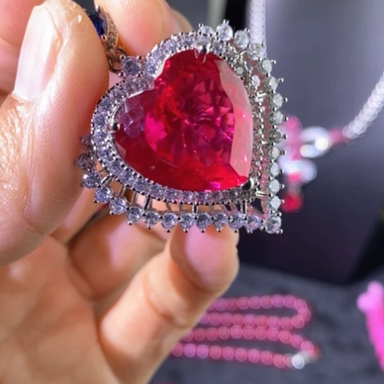 戒指银S925镶嵌红宝石