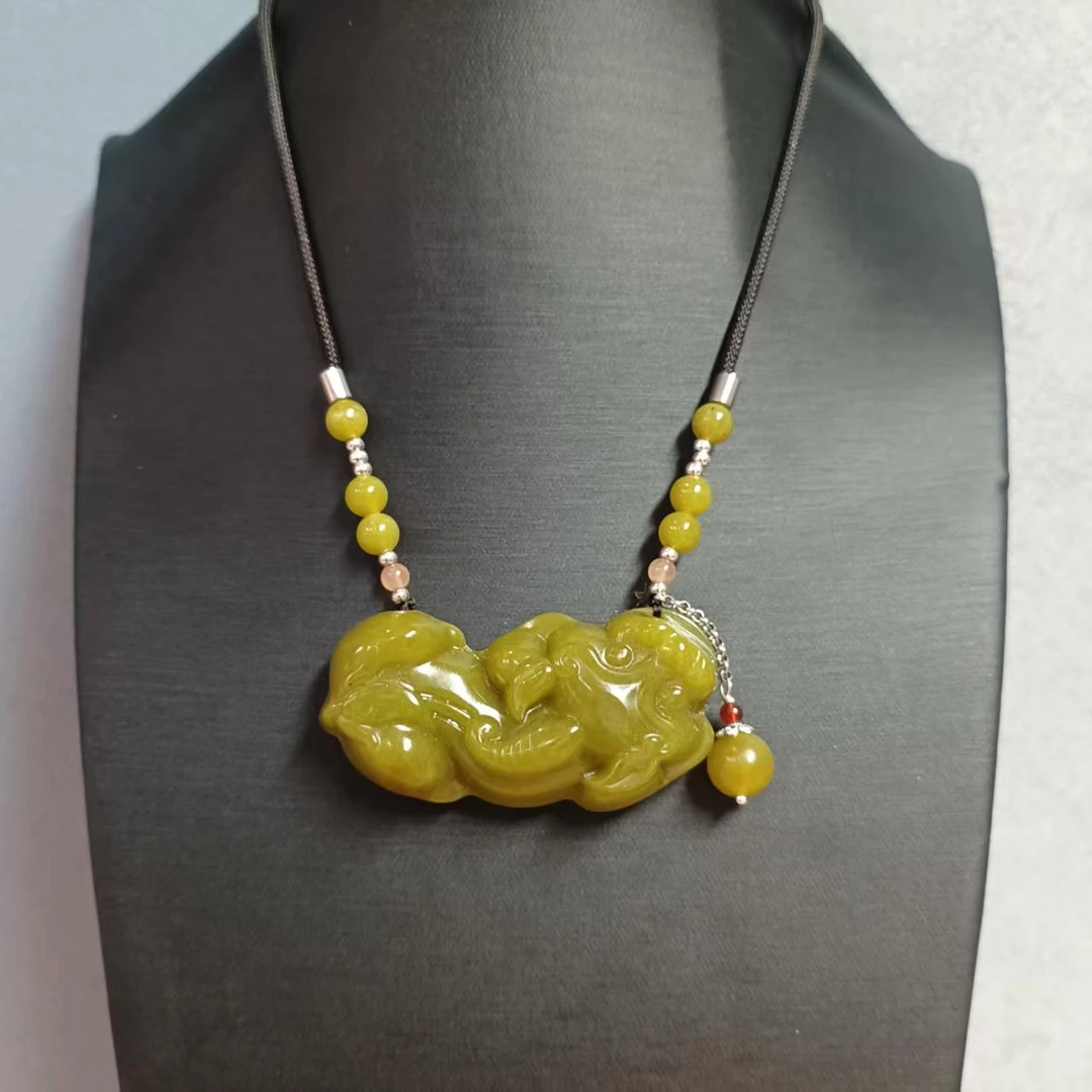 [10]天然岫玉精品横貔貅挂件项链时尚百搭