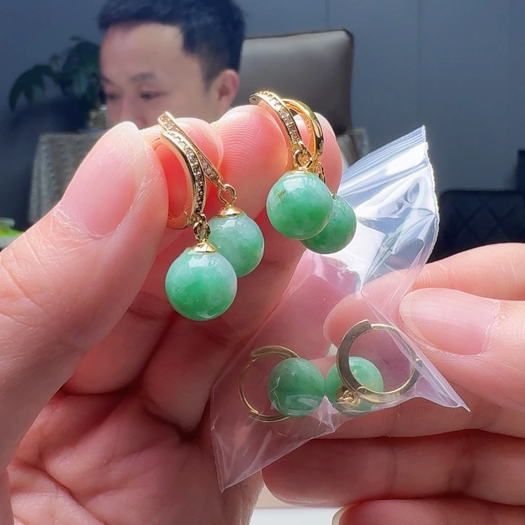 翡翠银S925镶嵌耳饰多样性发货其一